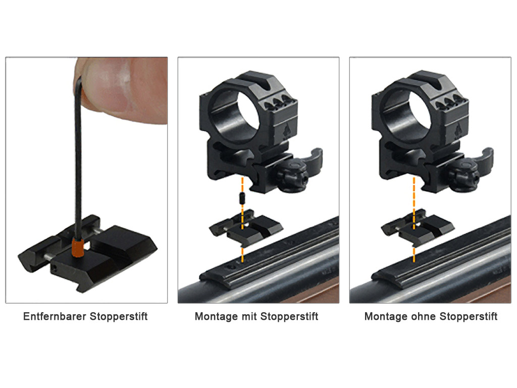 UTG Dovetail to Picatinny/Weaver Low Pro Snap-in Adaptor 11 mm zu Weaver/Picatinny Montagenadapter 2 Stück