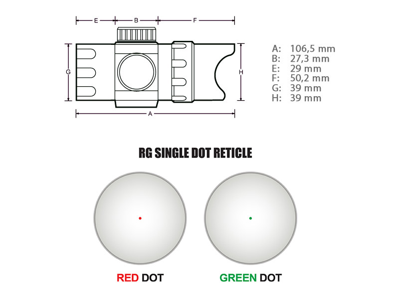 Leuchtpunktvisier UTG 4,2 Zoll ITA Red/Green CQB Single Dot rot grün beleuchtet Weaver- Picatinny-Schnellspannmontage