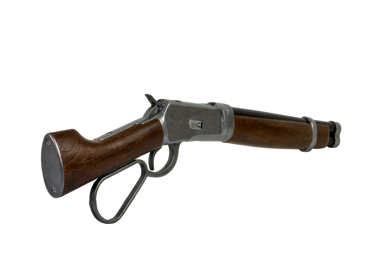 Deko Westerngewehr Kolser Winchester Mare\'s Leg Short altgrau voll beweglich Länge 55 cm