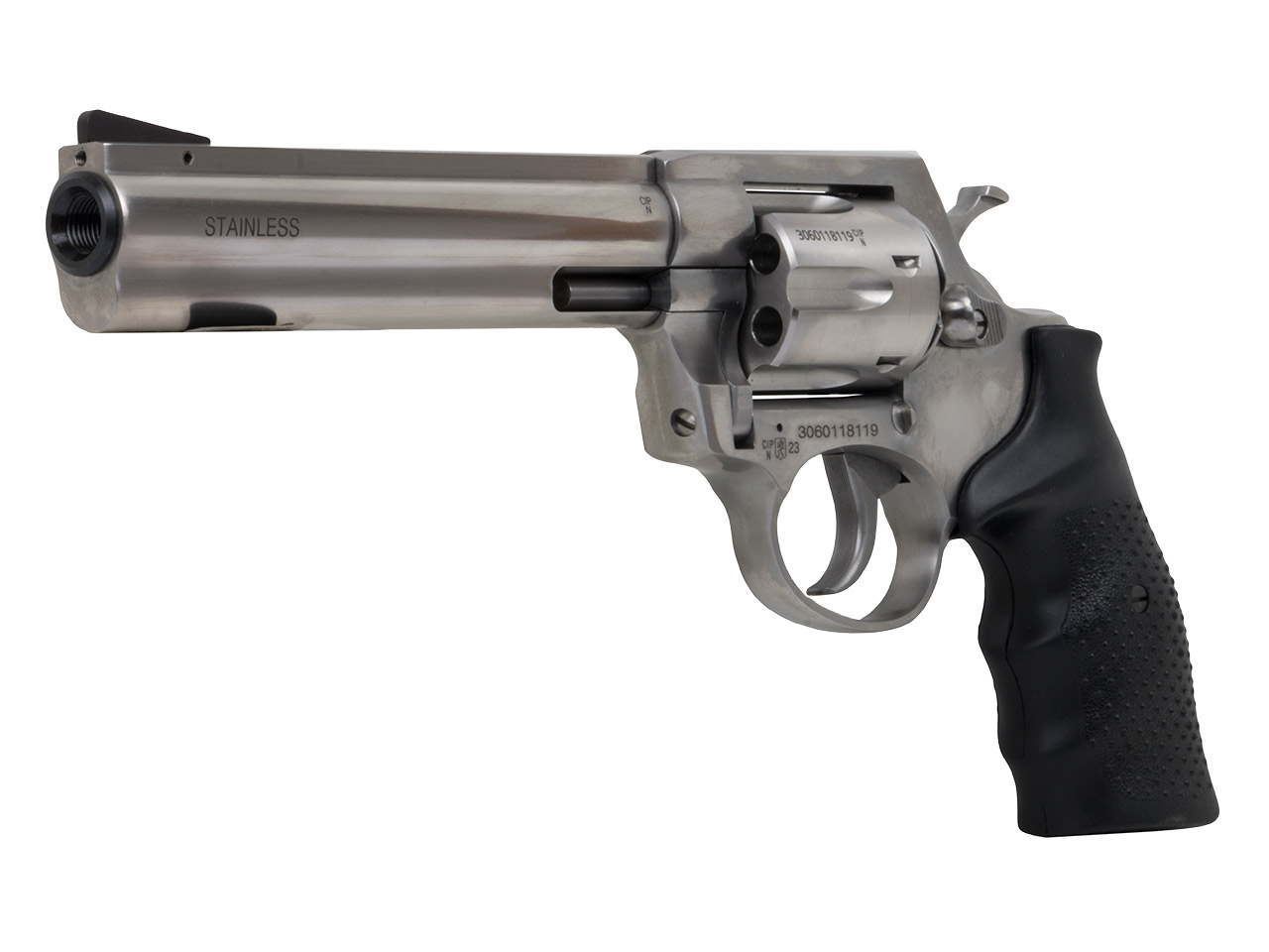 Schreckschuss Revolver Steel Cop S 6 Zoll Edelstahl Stainless mit Laufgewinde Kaliber 9 mm R.K. (P18)