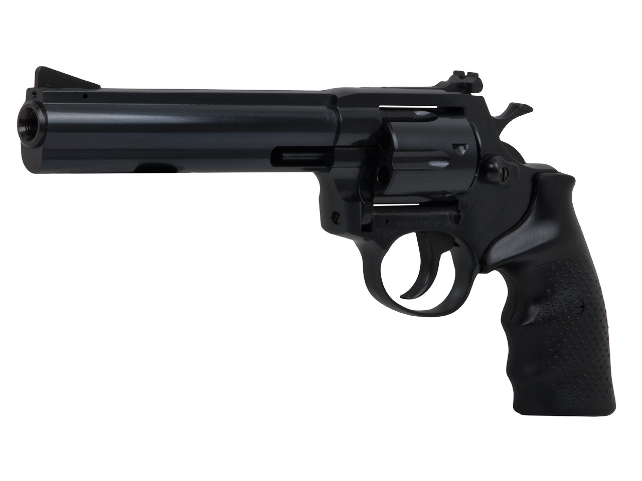 Schreckschuss Revolver Steel Cop Tac 6 Zoll Vollstahl schwarz mit Laufgewinde Kaliber 9 mm R.K. (P18)