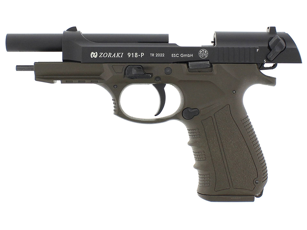 Schreckschuss Pistole Zoraki 918-P ODG Olive Drab Green Edition PTB 1072 Kaliber 9 mm P.A.K. (P18) <b>+ 50 Schuss</b>