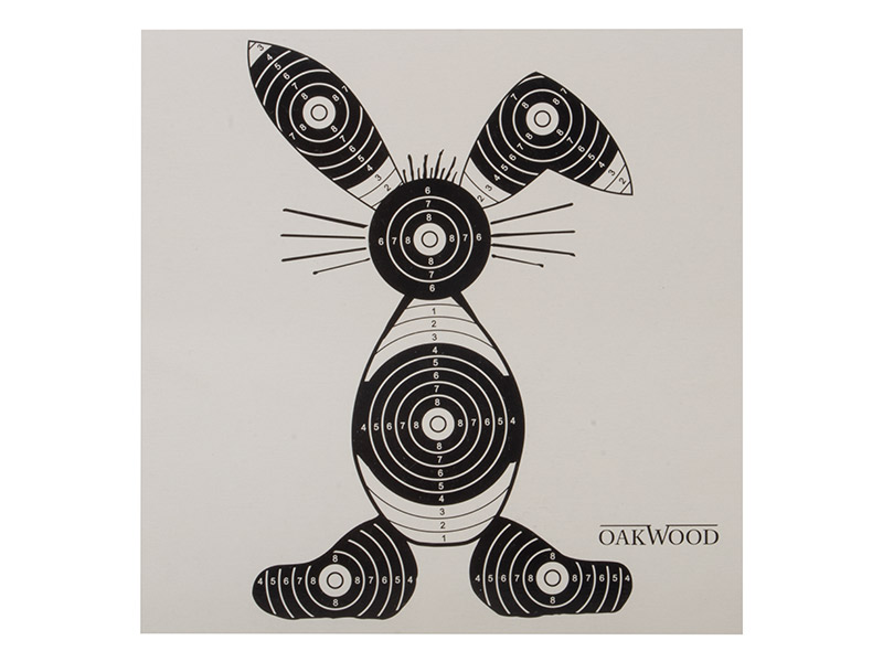 Zielscheibe Hase Oakwood 17 x 17 cm schwarz weiß 50 Stück