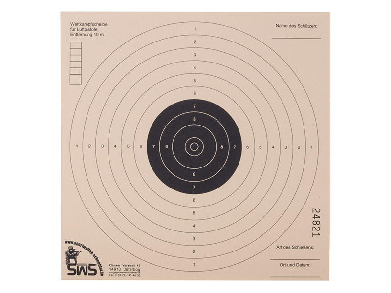 Luftpistole Zielscheibe Wettkampf ISSF-Standard 10er Ring 17 x 17 cm 1 Stück