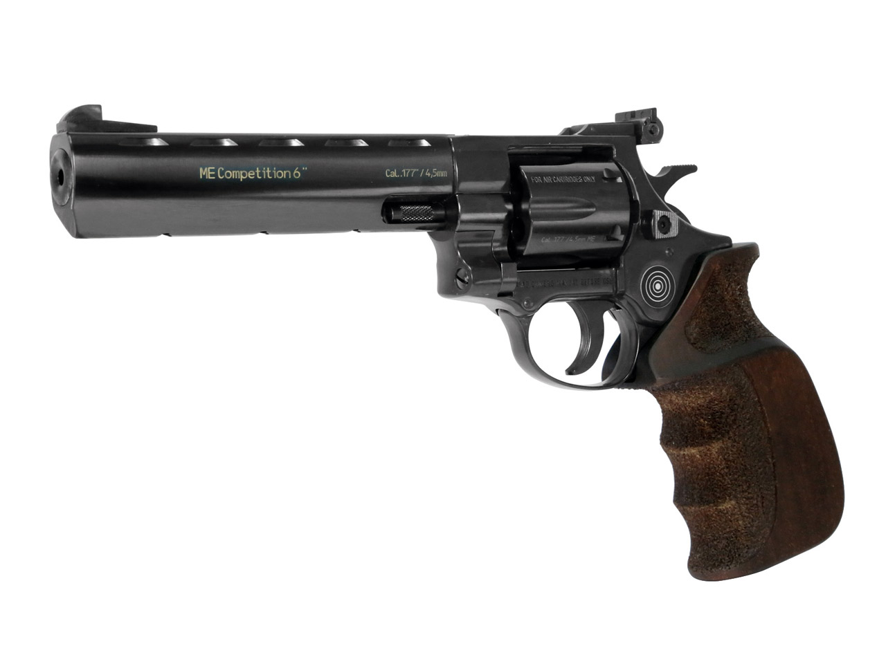 LEP Druckluft Revolver ME Competition 6 Zoll Stahllaufmantel brüniert Holzgriff Kaliber 4,5 mm (P18)