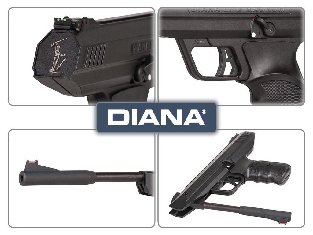 Federdruck Luftpistole Diana LP 8 Magnum Fiberoptik-Visierung schwarz Kaliber 4,5 mm (P18)