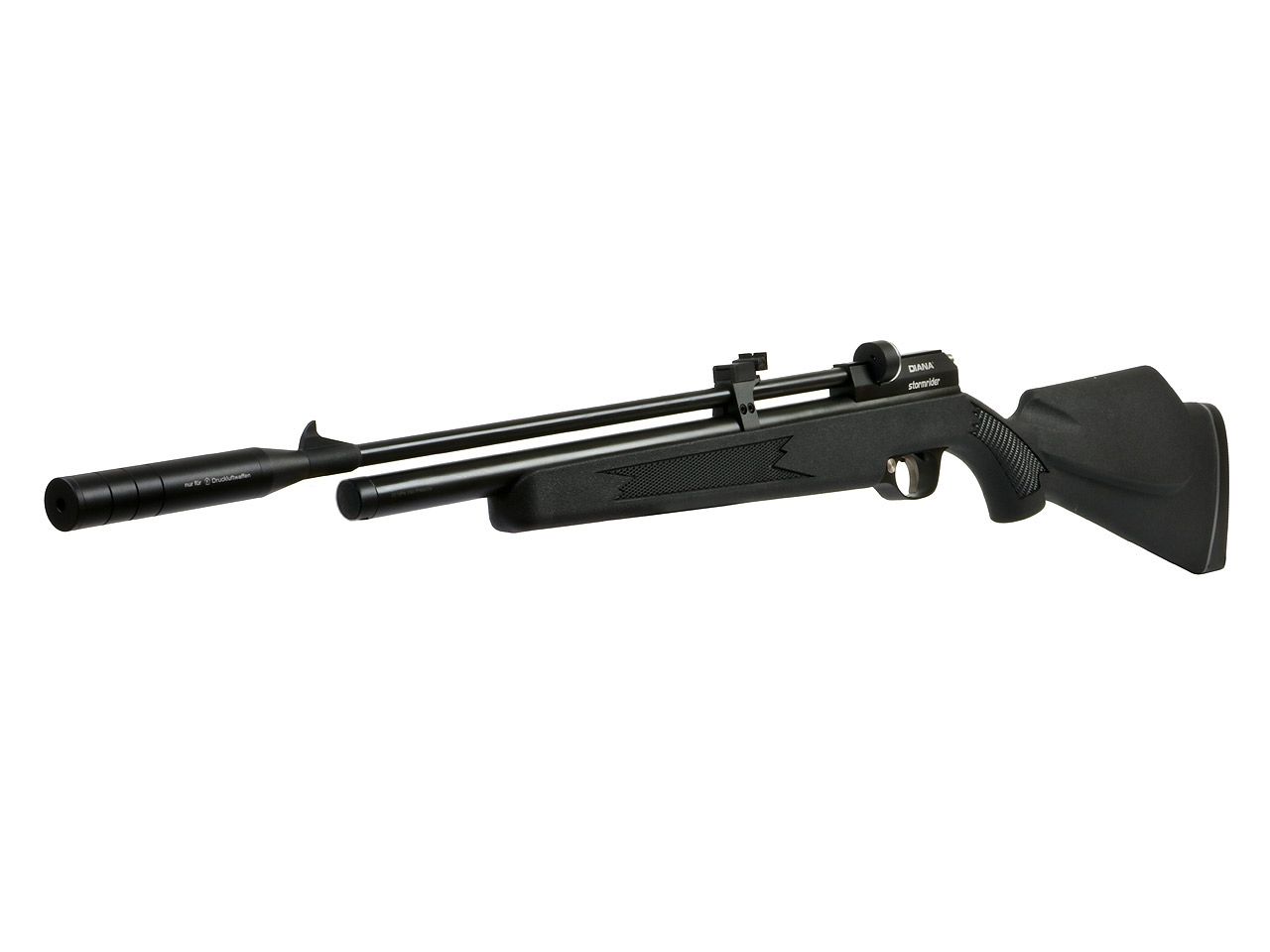 Pressluftgewehr Diana Stormrider Black schwarzer Kunststoffschaft mit Regulator 9 Schuss Magazin Schalldämpfer Kaliber 4,5 mm (P18)