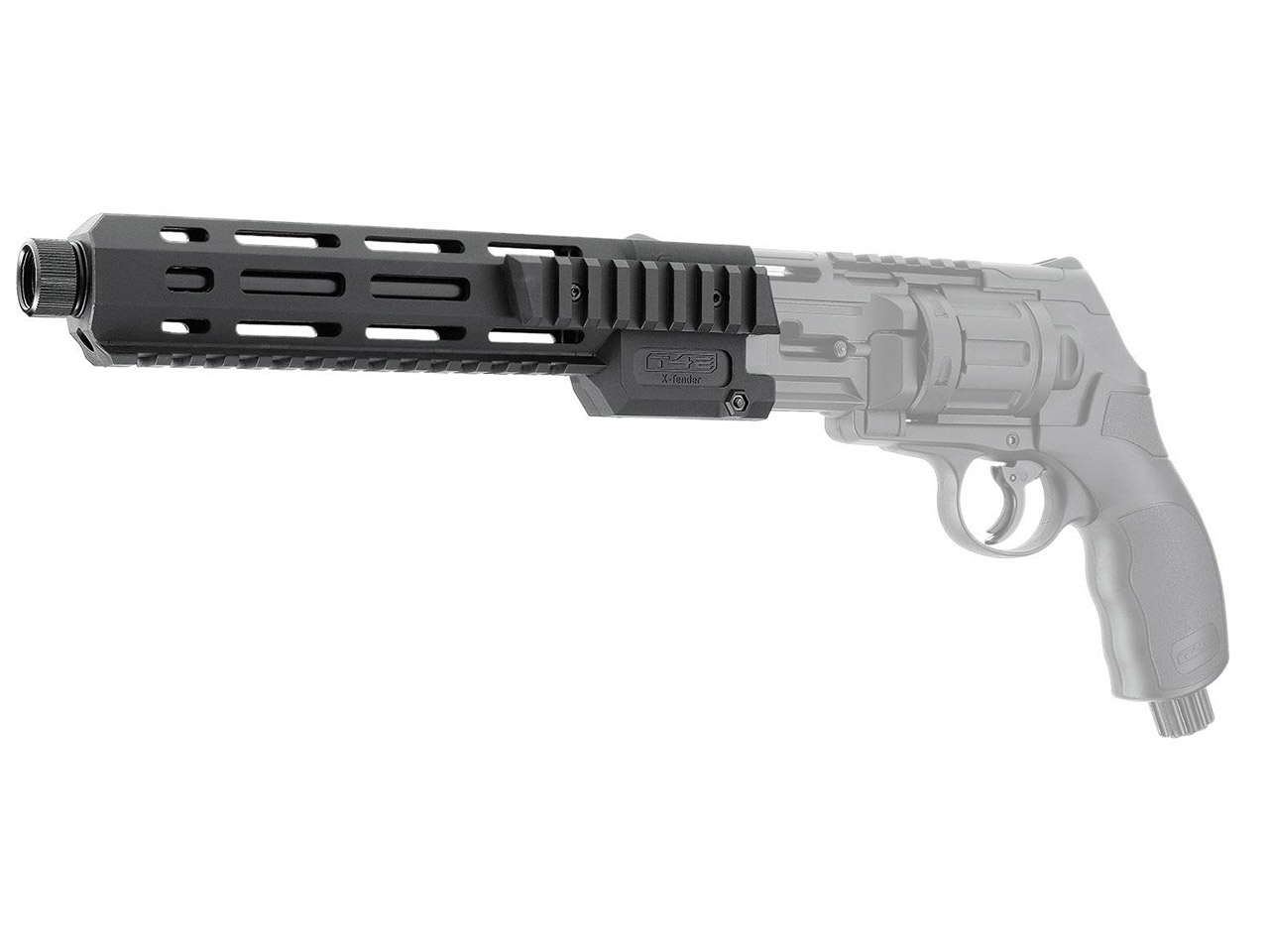 Mündungsvorsatz mit Mündungsbremse T4E TR 50 X-Tender für CO2 Markierer Home Defense Revolver Umarex HDR 50