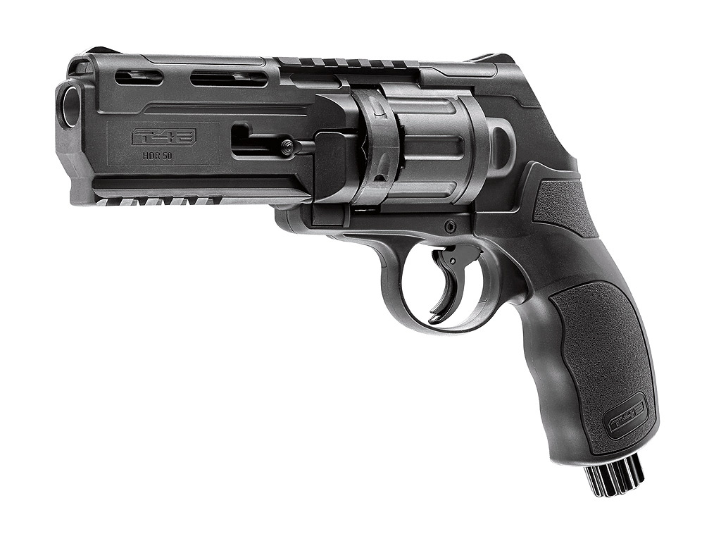 CO2 Markierer Home Defense Revolver Umarex T4E HDR 50 für Gummi-, Pfeffer- u. Farbkugeln Kaliber .50 (P18) <b>+ 100 Rubberballs und 10 CO2 Kapseln</b>