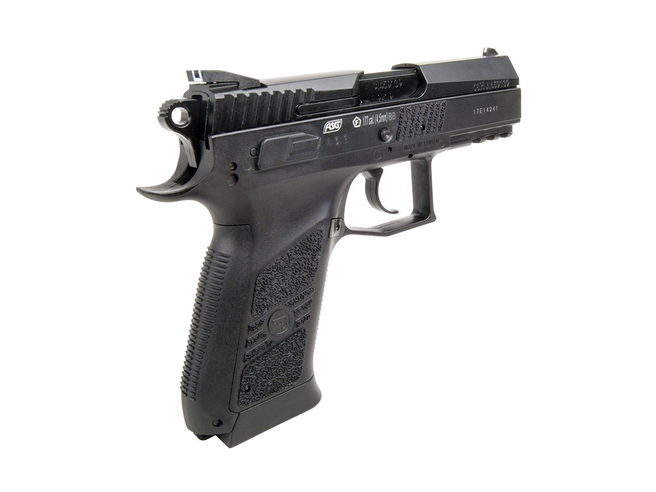 CO2 Pistole CZ 75 P-07 Duty Blow Back schwarz Metallschlitten Kaliber 4,5 mm BB (P18)<b>+ Schalldämpfer Adapter</b>