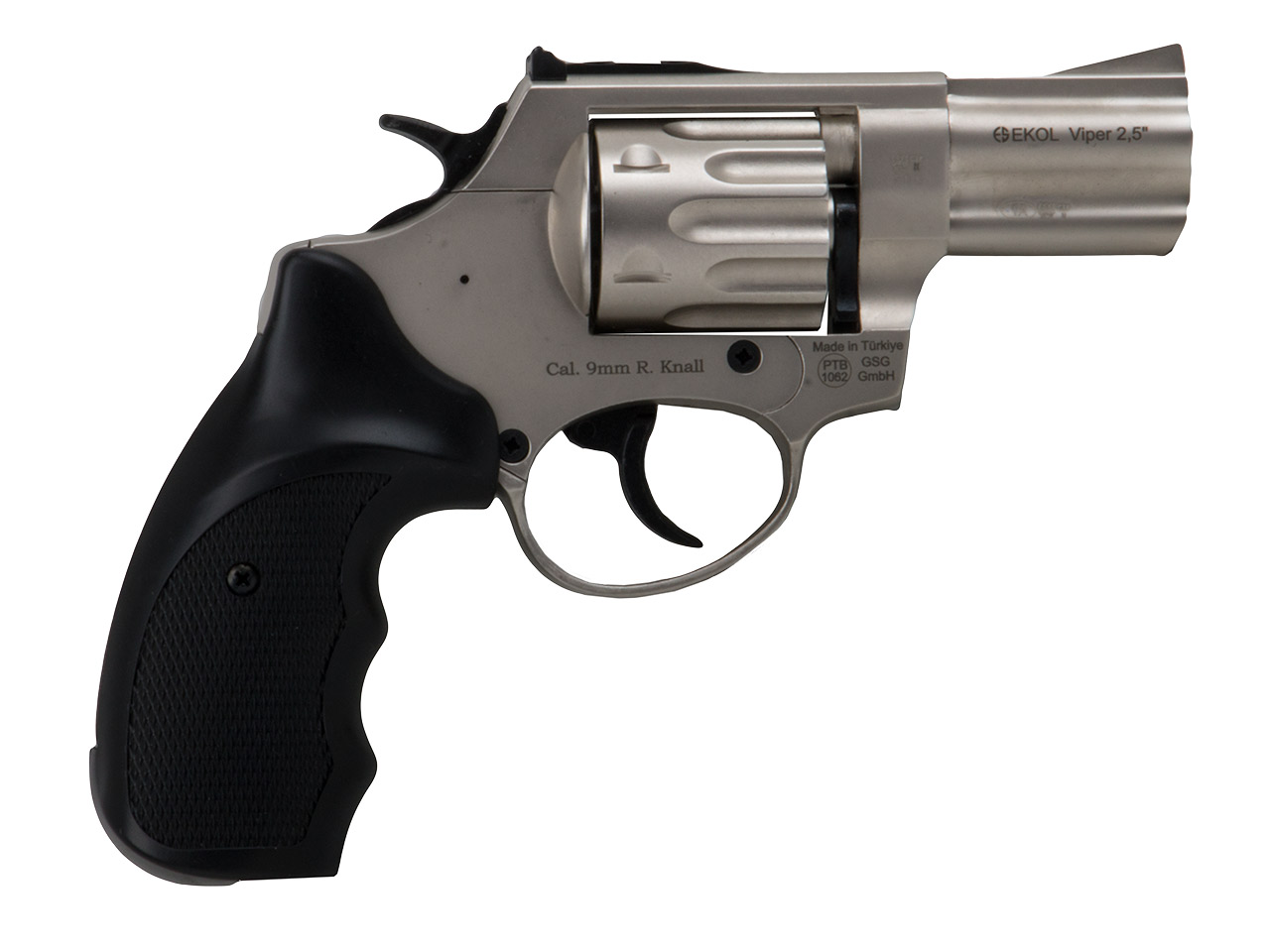 Schreckschuss Revolver Ekol Viper 2,5 Zoll PTB 1062 nickel Stahltrommel Kaliber 9 mm R.K. (P18)