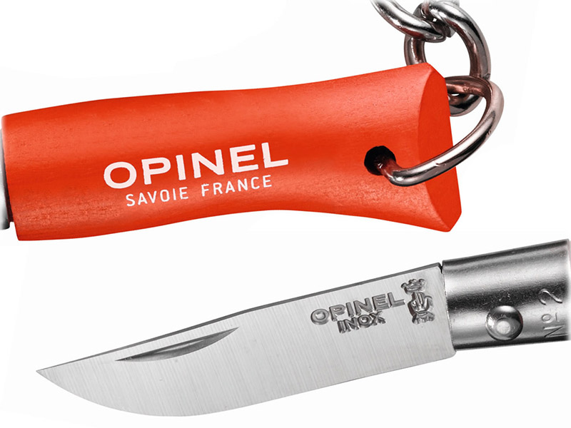 Schlüsselanhänger Mini Taschenmesser Opinel Colorama No2 Stahl 12C27 Klingenlänge 3,5 cm orange
