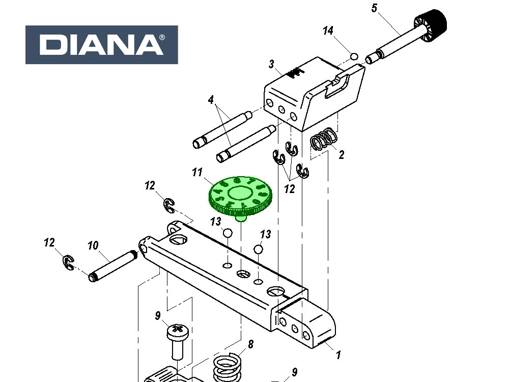 Höhenstellschraube für Mikrometervisier montiert Standard Kimme für alle Diana Modelle, Ersatzteil