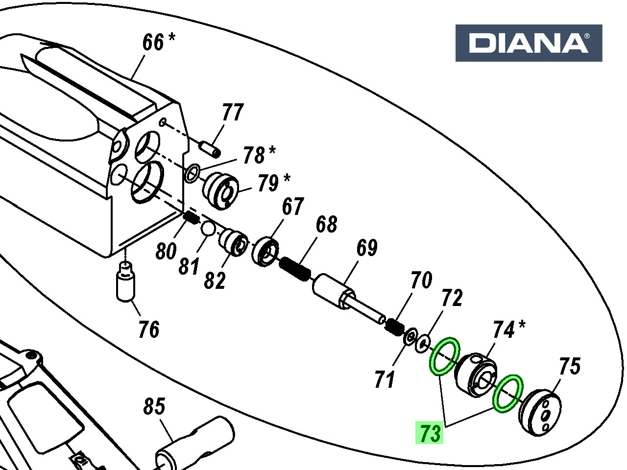 1 Stück O-Ring für Ventilblock DIANA Pressluftgewehr P1000 Kal. 4,5 - 5,5 mm, Ersatzteil