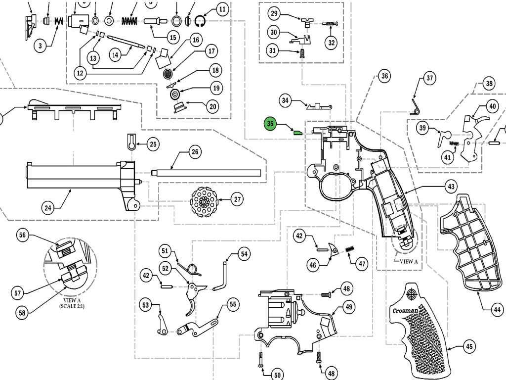 Gummistück für Verschlusshebel für CO2 Revolver Crosman 357, Ersatzteil