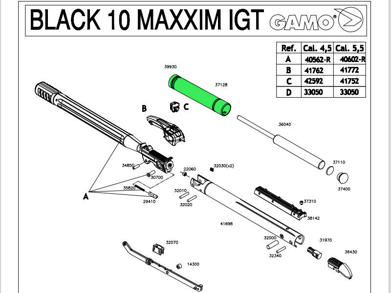 Kolben für Luftgwehre Gamo Black 10 Maxxim IGT und Black Mach 1