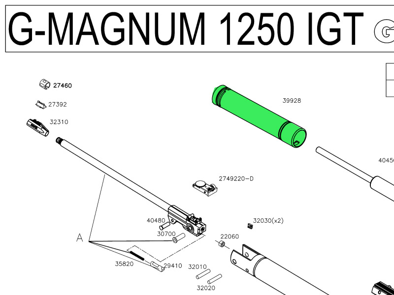 Kolben geschlossen für Luftgwehr Gamo G-Magnum 1250 IGT MACH 1 Replay 10 Magnum IGT
