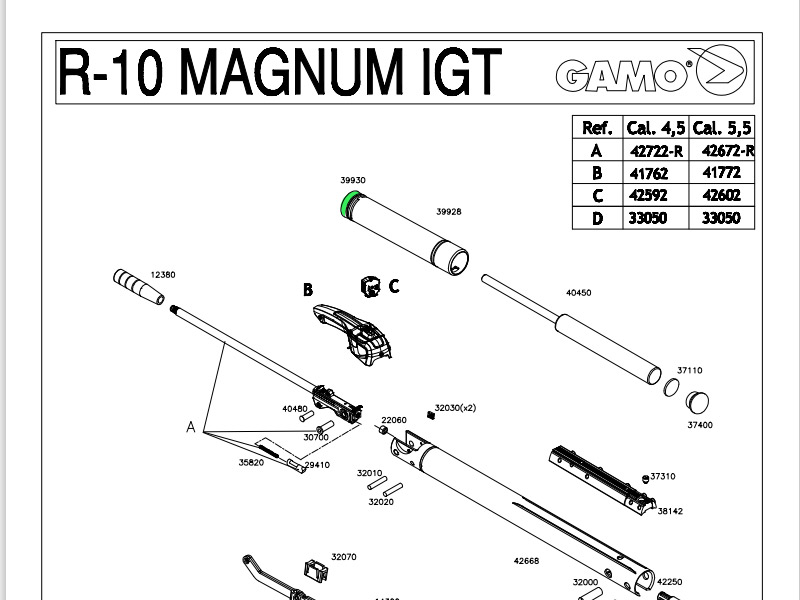 Kolbendichtung für Luftgewehr Gamo Replay 10 Magnum IGT und IGT 1 Modelle, Ersatzteil