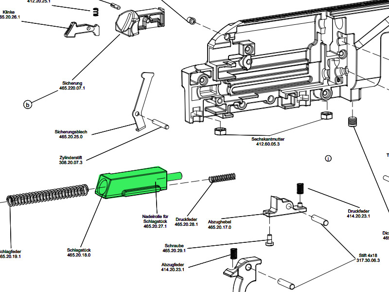 Schlagstück montiert mit Schlagstift für Luftgewehr Umarex 850 Air Magnum, Ersatzteil