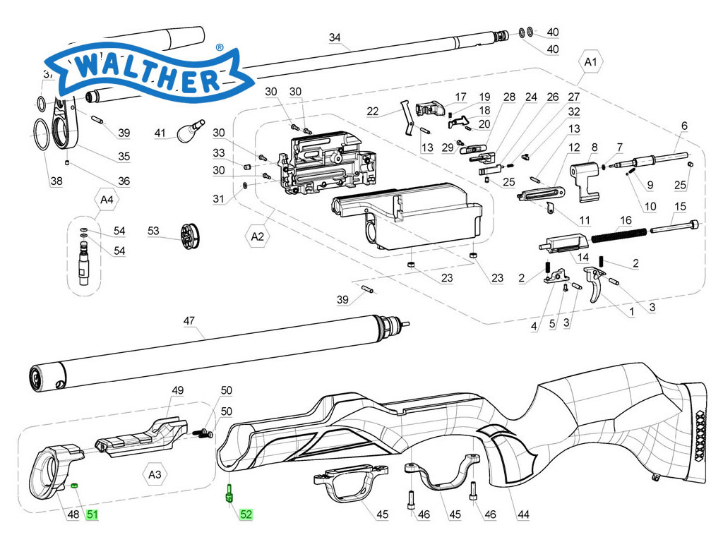 Vordere Schaftschraube für Wechselschaft Walther Maximathor und Umarex 850 Carbine Holz, Ersatzteil