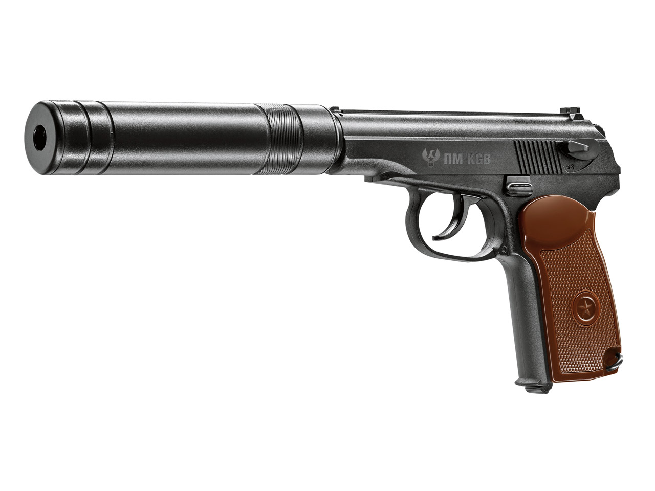 CO2 Pistole Makarov Legends PM KGB mit Schalldämpferattrappe Kaliber 4,5 mm BB (P18)