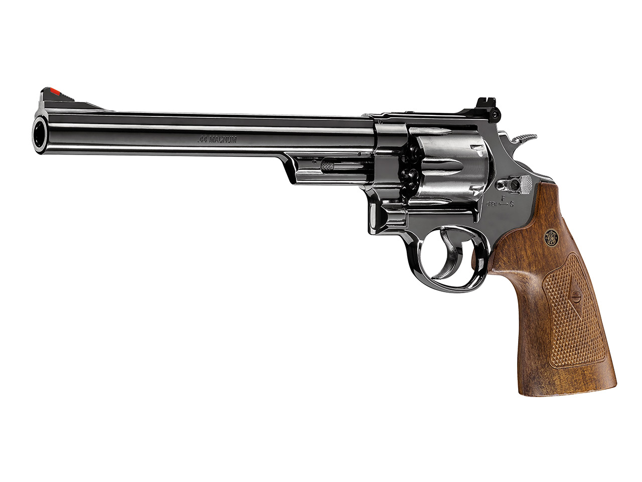CO2 Revolver Smith & Wesson M29 8 3/8 Zoll hochglanzbrüniert braune Griffschalen Kaliber 4,5 mm Diabolo (P18)