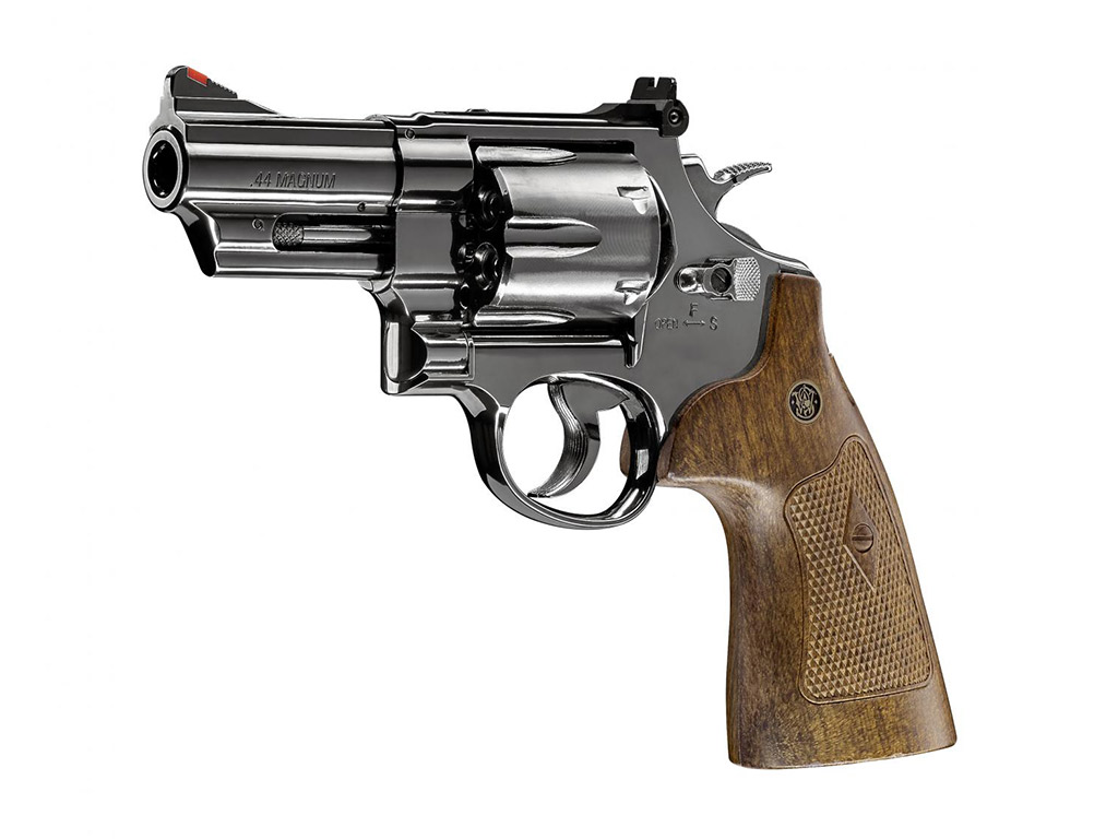 CO2 Revolver Smith & Wesson M29 3 Zoll hochglanzbrüniert braune Griffschalen Kaliber 4,5 mm BB (P18)
