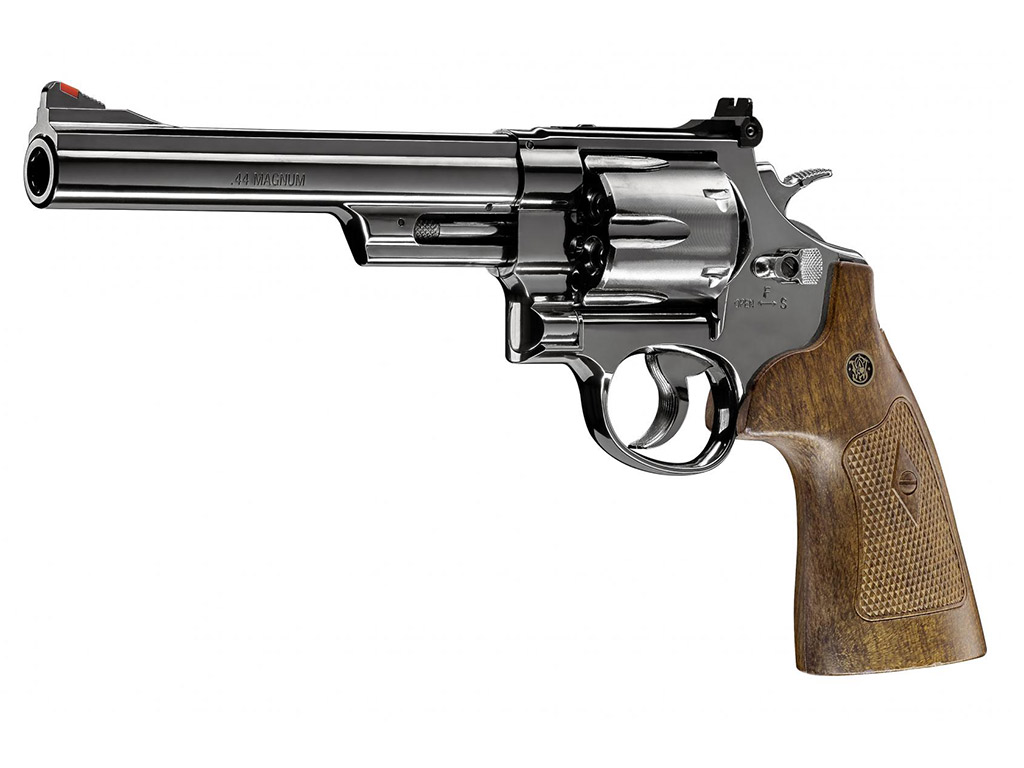 CO2 Revolver Smith & Wesson M29 6.5 Zoll hochglanzbrüniert braune Griffschalen Kaliber 4,5 mm BB (P18)