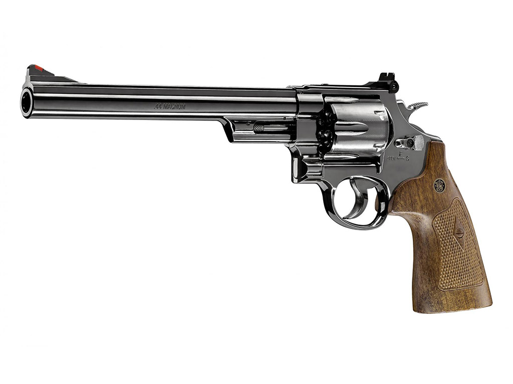 CO2 Revolver Smith & Wesson M29 8 3/8 Zoll hochglanzbrüniert braune Griffschalen Kaliber 4,5 mm BB (P18)