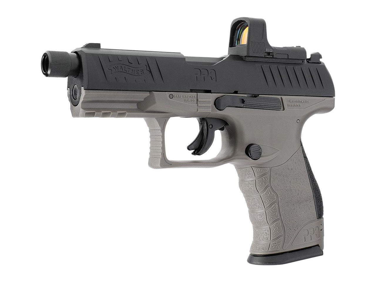 CO2 Pistole Walther PPQ M2 Q4 TAC Combo 4.6 Zoll Tungsten Gray Kaliber 4,5 mm Diabolo (P18)<b> + Leuchtpunktvisier RDS 8</b>
