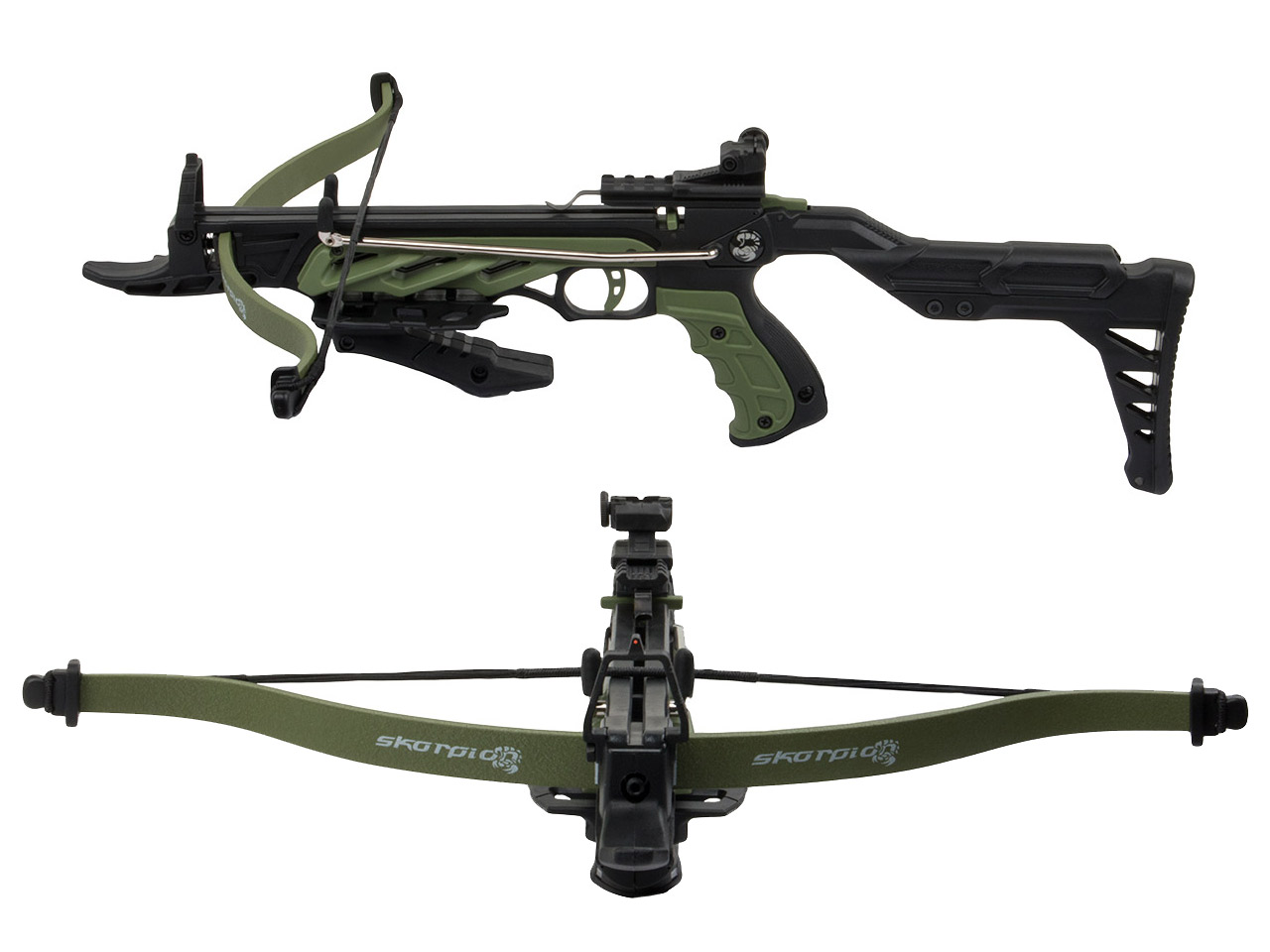 Pistolenarmbrust Armbrustpistole Skorpion PXB100 80 lbs bicolor schwarz-grün inklusive 3 Pfeile (P18)