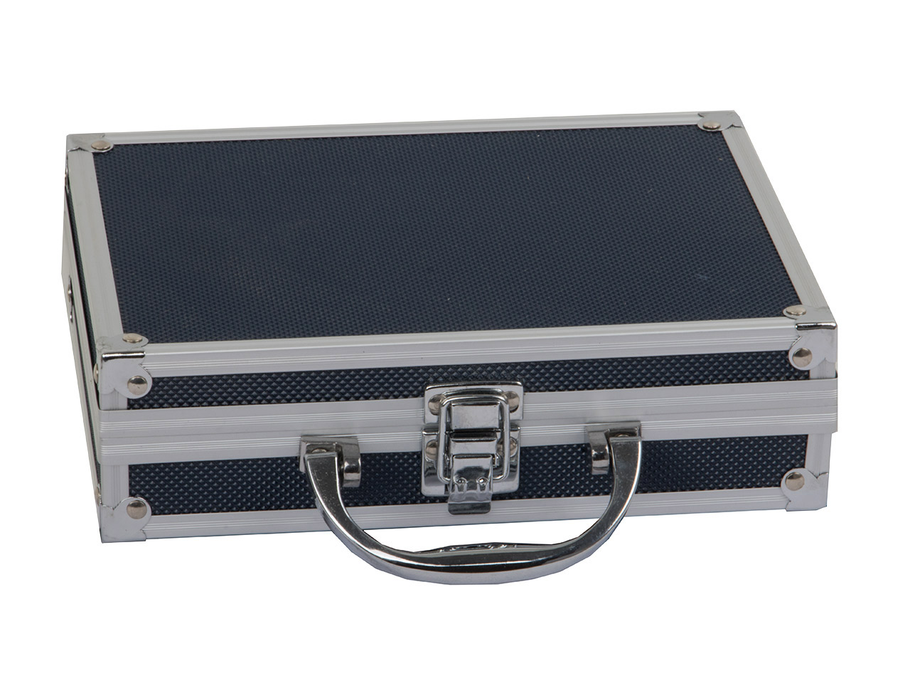 Pistolenkoffer Transportkoffer 20 x 15 x 5 cm Aluminium Stahlecken Schaumstoffeinsatz blau für Kleinteile