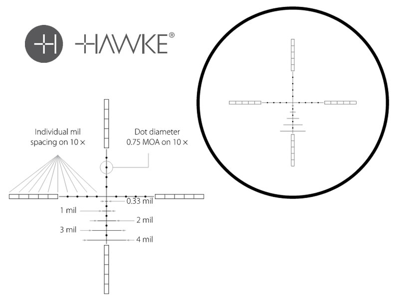 Zielfernrohr Hawke Airmax 3-9×40 AMX, 1 Zoll Tubus, AMX Absehen unbeleuchtet