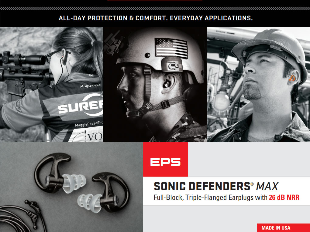 Surefire Gehörschutz EP5 Sonic Defender Max, -26 dB, o. Filter, black, Large