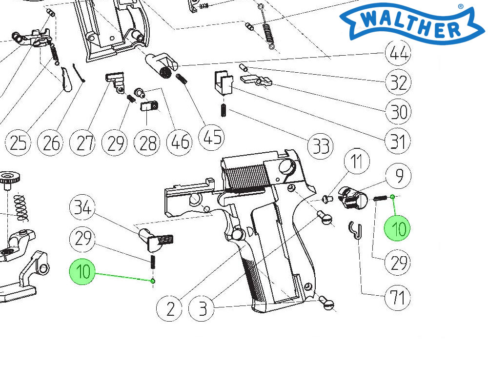 Kugel von Sicherung bzw. Entriegelungshebel für CO2 Pistole Walther CP88, Ersatzteil