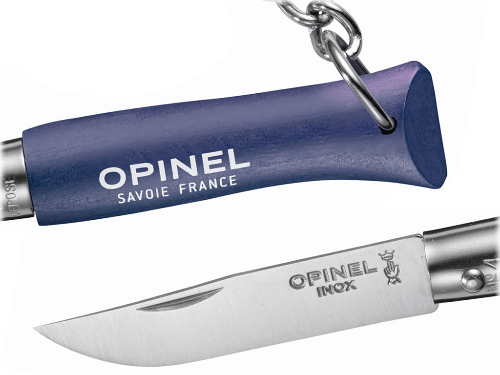 Schlüsselanhänger Mini Taschenmesser Opinel Colorama No2 Stahl 12C27 Klingenlänge 3,5 cm blau