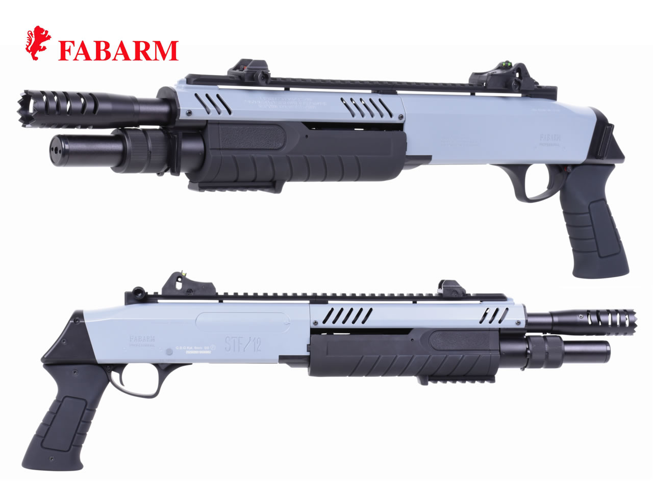 Softairgewehr Pumpgun FABARM STFS12, Federdruck, 11 Zoll Lauf, 3x10 Schuss, grau, Kaliber 6 mm BB (P18)