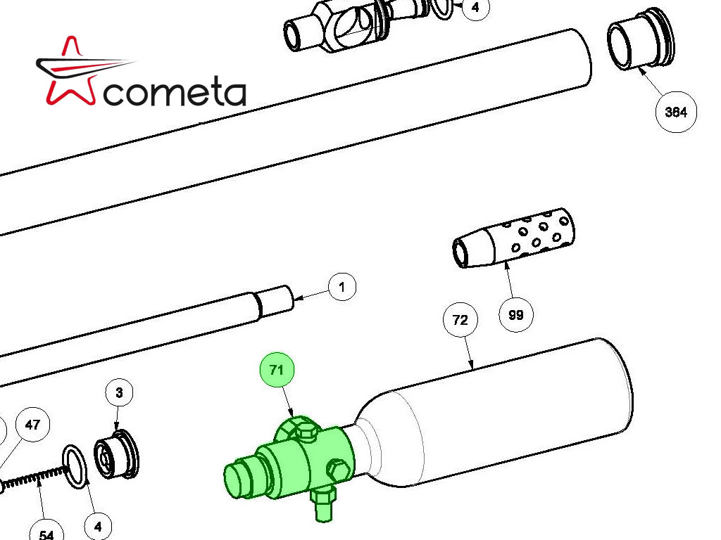 Füllventil mit Manometer für Pressluftgewehr SWS Cometa Lynx, Ersatzteil