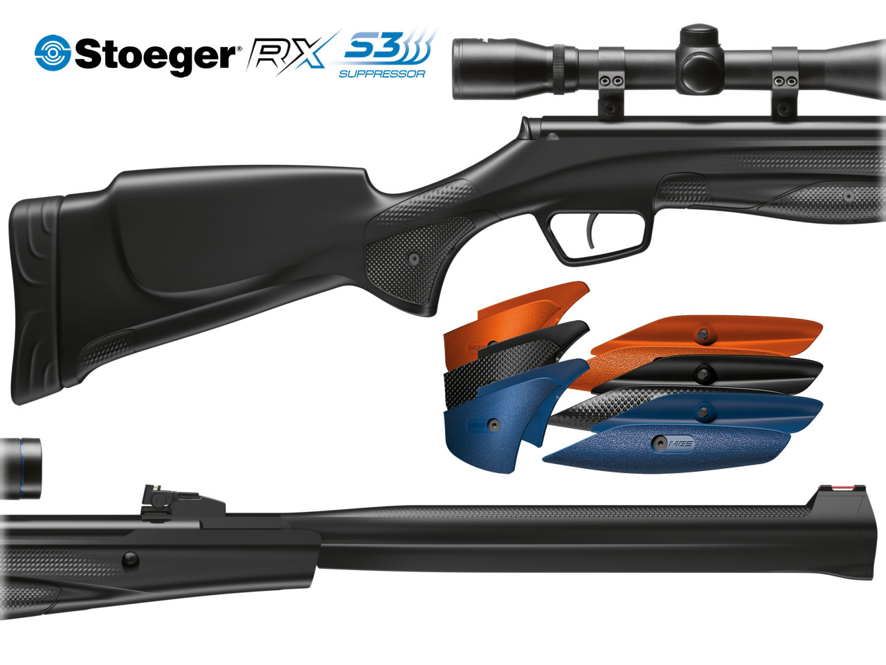 Knicklauf Luftgewehr Stoeger RX20 S3 Combo, Zielfernrohr 4x32, Synthetikschaft, Schalldämpfer, Kaliber 4,5 mm (P18)