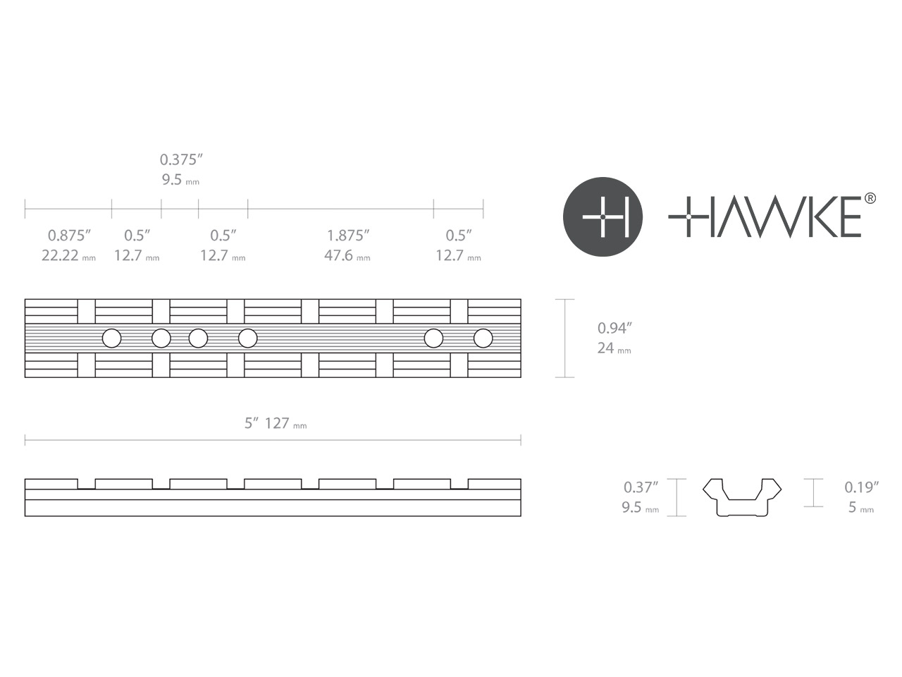 Hawke Universal Weaver Schiene, 122 mm