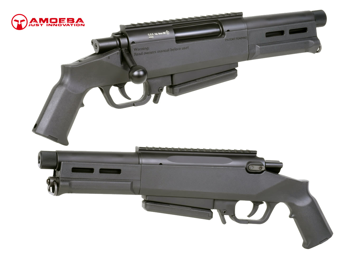 Softair Gewehr Federdruckrepetierer Amoeba Striker S3 Shotgun, black, Kaliber 6 mm BB (P18)