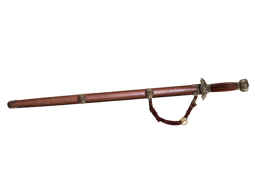 Chinesisches Kriegsschwert Gim Schwert 1060er Karbonstahl Klingenlänge 76,2 cm inklusive Holzscheide (P18)