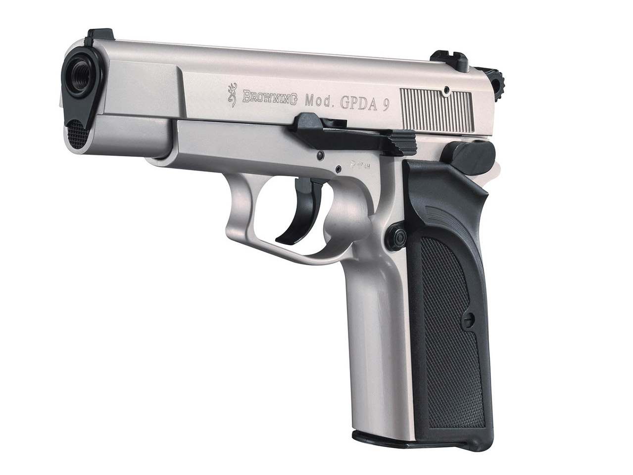 Schreckschuss Pistole Browning GPDA9 nickel KS Kaliber 9 mm P.A.K. (P18) <b>+ Universalholster</b>