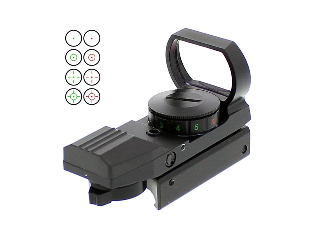 Leuchtpunktvisier Ares Arms Red Green Dot, 4 wählbare Absehen, Helligkeitsregulierung in 5 Stufen, für Weaver-, Picatinny-Schiene