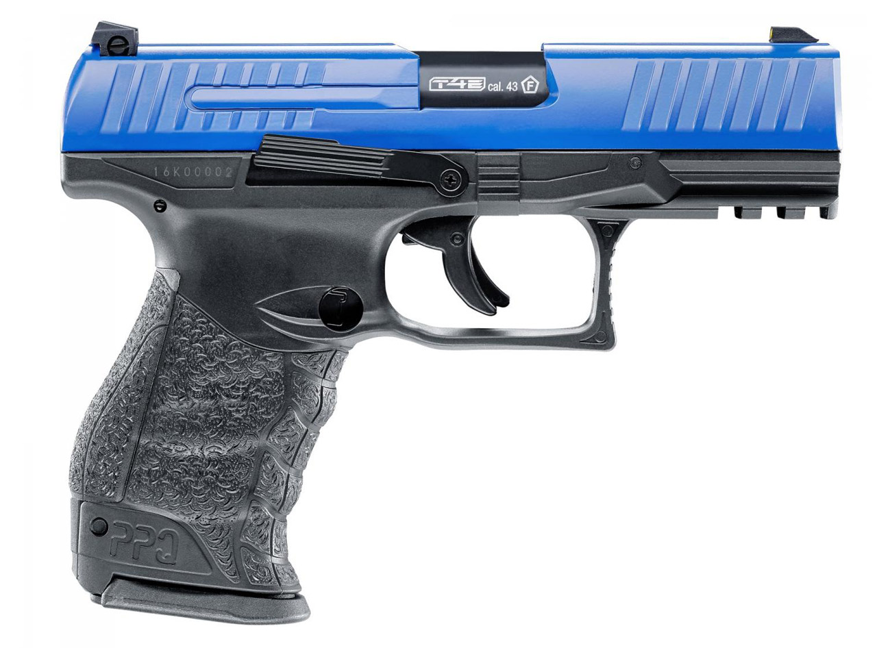 CO2 Pistole RAM Markierer Walther PPQ M2 T4E schwarz-blau für Gummi-, Pfeffer- und Farbkugeln Kaliber .43 (P18)