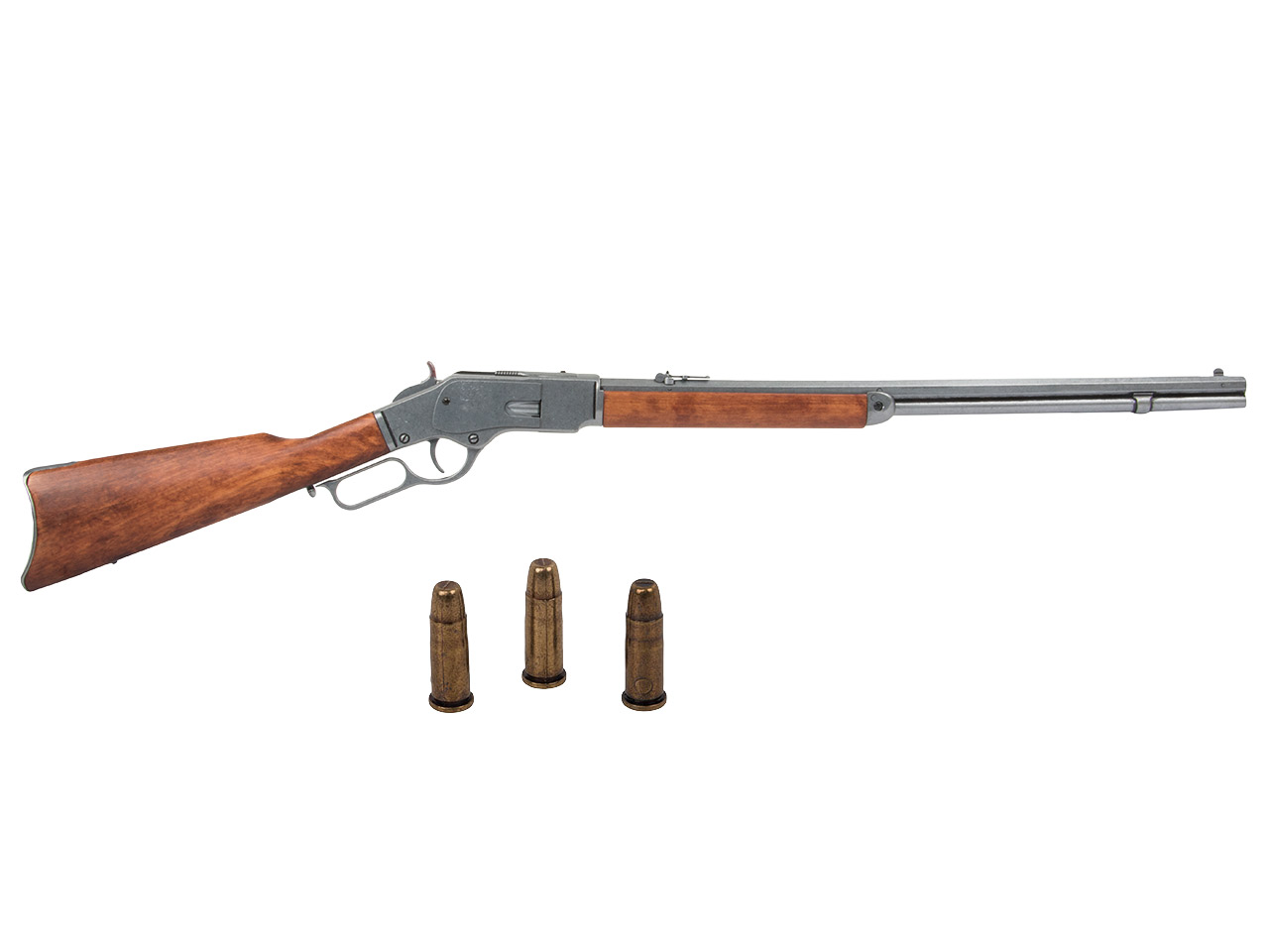 Deko Westerngewehr Denix Winchester Mod. 73 USA 1873 realistisches Repetieren mit Hülsenauswurf Länge 110 cm grau
