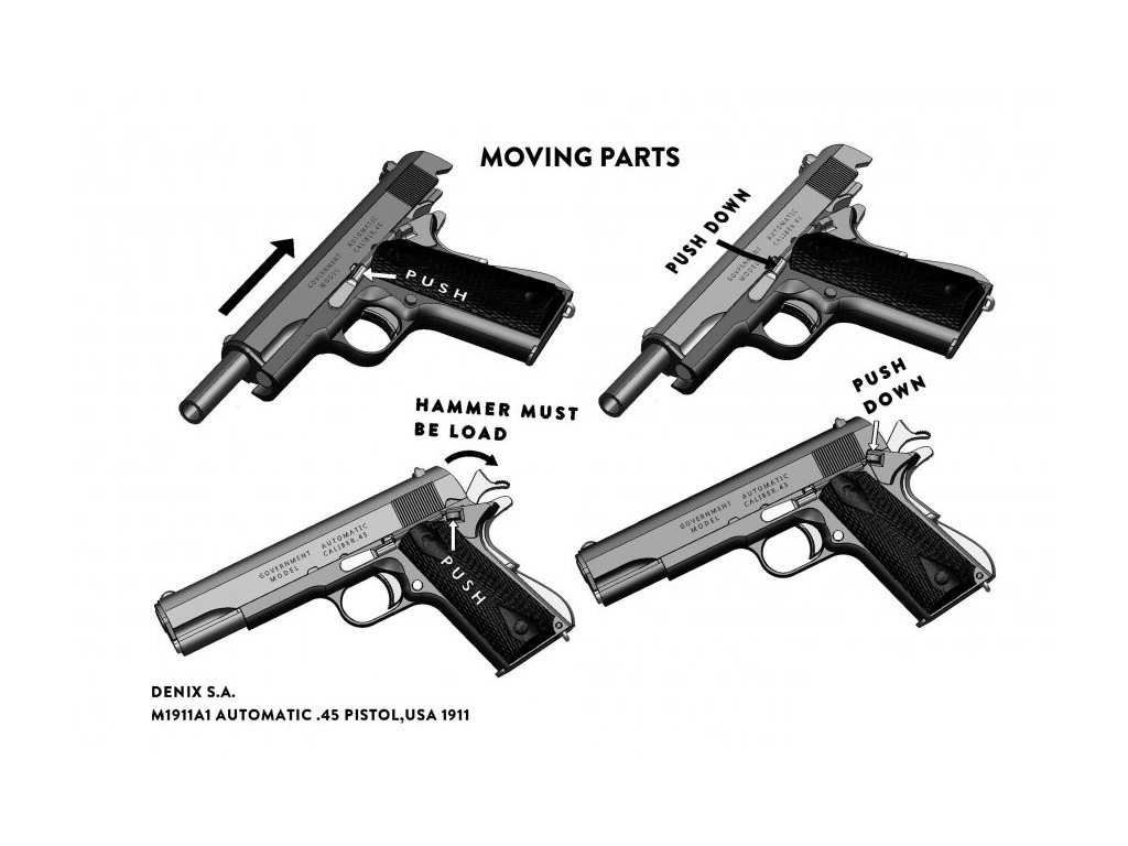 Denix Deko Pistole Colt Government M1911A1 Kaliber .45  Automatik zerlegbar Länge 24 cm schwarz