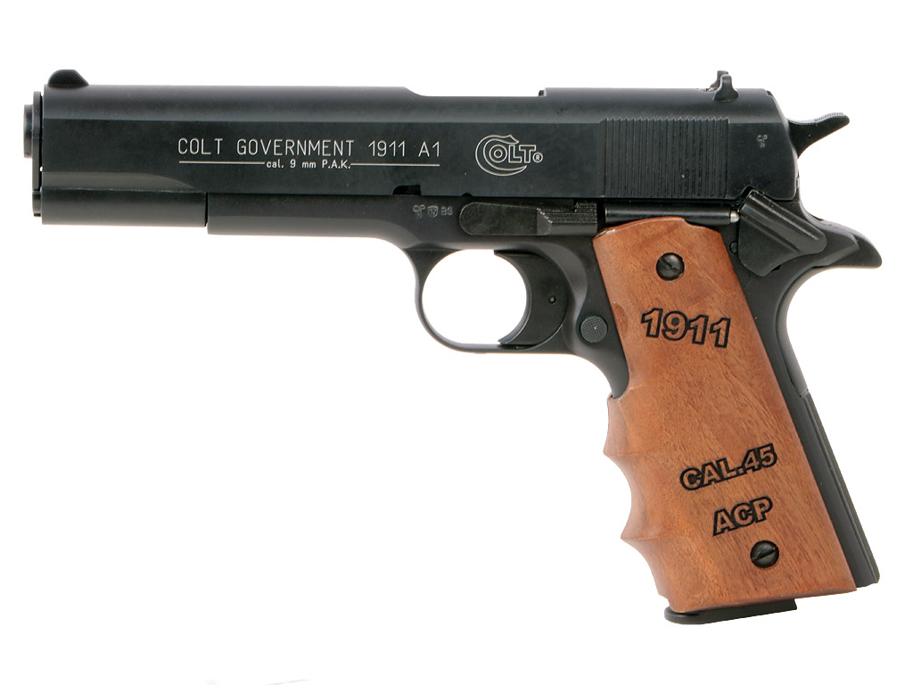 Combat Holzgriffschalen für Schreckschuss-, Gas-, Signalpistole Colt 1911 mit Schriftzug 1911 CAL.45 ACP