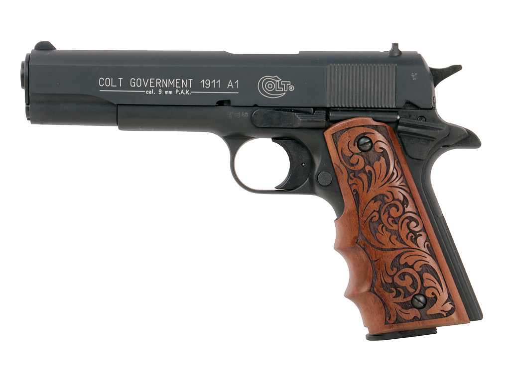 Combat Holzgriffschalen für Schreckschuss-, Gas-, Signalpistole Colt 1911 florales Muster