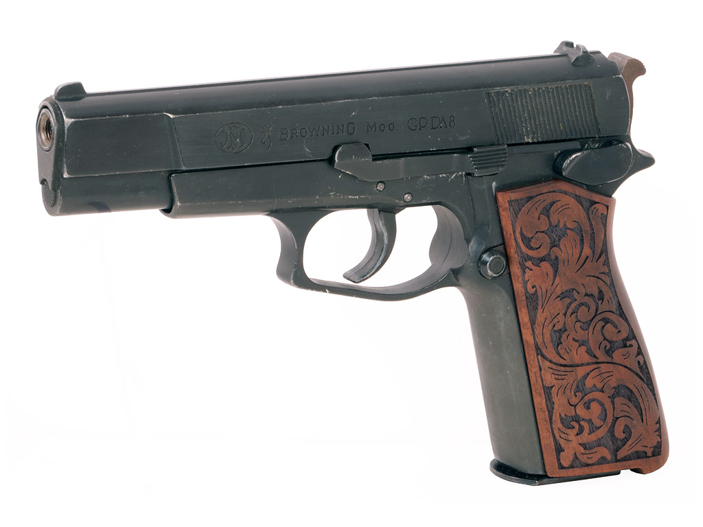 Holzgriffschale für Schreckschuss Pistole Browning GPDA 8 und 9 (altes Modell) einteilig florales Muster